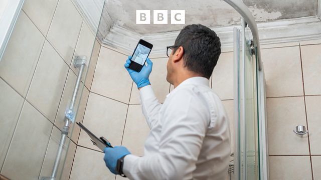 Man checking the living conditions of a property.